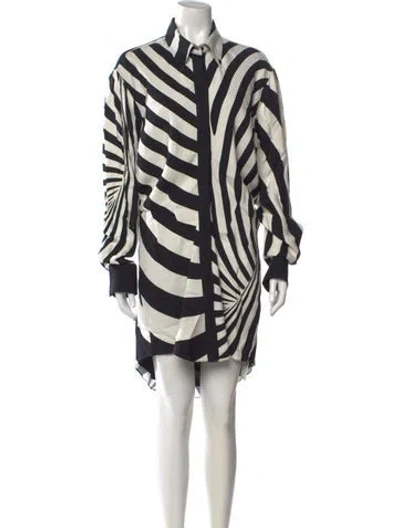 Pre-owned Brandon Maxwell Striped Mini Dress In Black/white