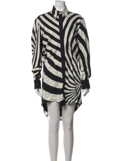 Pre-owned Brandon Maxwell Striped Mini Dress In Black/white