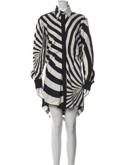 Pre-owned Brandon Maxwell Striped Mini Dress In Black/white