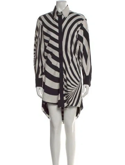 Pre-owned Brandon Maxwell Striped Mini Dress In Neutral
