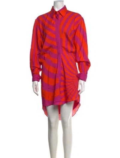 Pre-owned Brandon Maxwell Striped Mini Dress In Pink