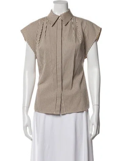 Pre-owned Brandon Maxwell Striped Short Sleeve Top In Multi
