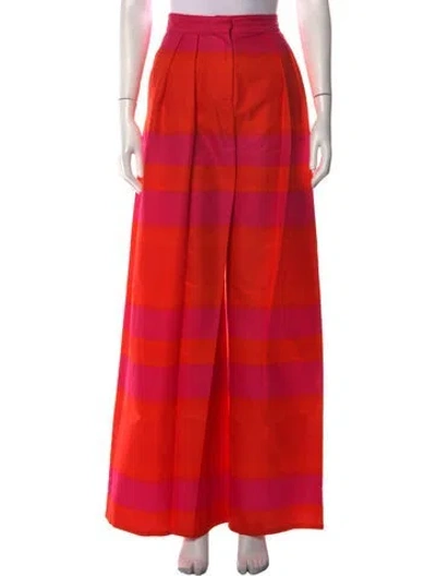 Pre-owned Brandon Maxwell Striped Wide Leg Pants In Orange