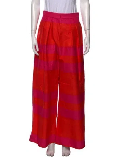 Pre-owned Brandon Maxwell Striped Wide Leg Pants In Pink