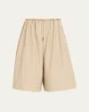 Brandon Maxwell Sutton Drawstring Wide-leg Bermuda Shorts In Neutral