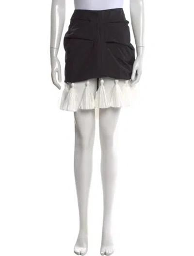 Pre-owned Brandon Maxwell Tassel Accents Mini Skirt In Black