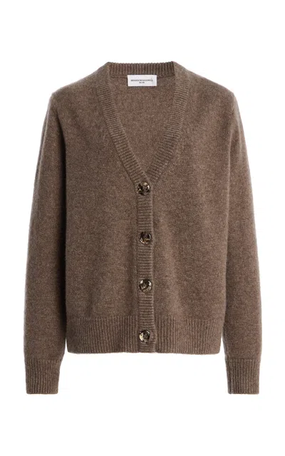 Brandon Maxwell Tate V-neck Cashmere-silk Cardigan In Brown