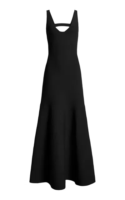 Brandon Maxwell Tatum V-neck Maxi Dress In Black