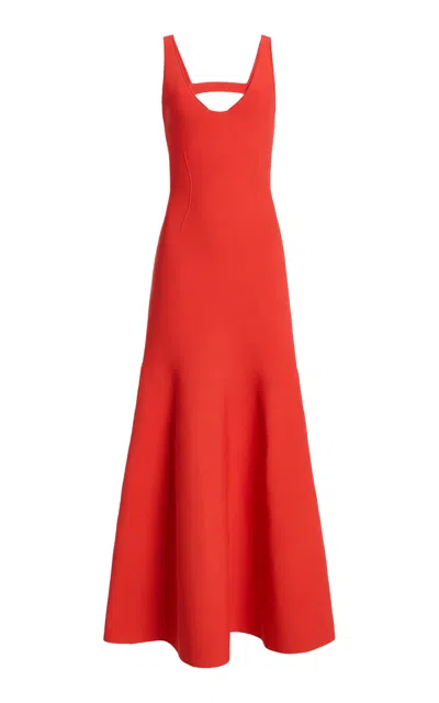 Brandon Maxwell Tatum V-neck Maxi Dress In Red