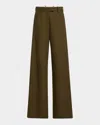 Brandon Maxwell The Tenley Cotton Gabardine Wide-leg Pants In Olive
