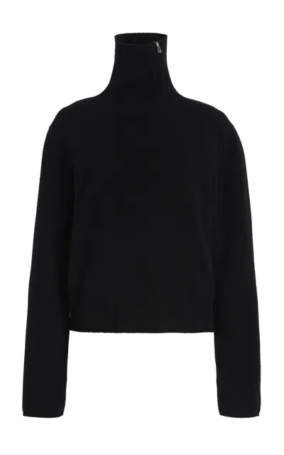 Brandon Maxwell The Addison Side-zip Cashmere Turtleneck In Black