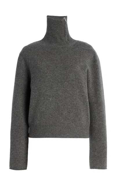 Brandon Maxwell The Addison Side-zip Cashmere Turtleneck In Grey