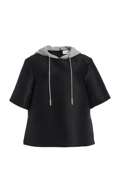 Brandon Maxwell The Aine  Hooded Wool-silk Top In Black