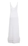 Brandon Maxwell The Alea Fringed Knit Maxi Dress In White