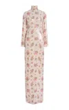 Brandon Maxwell The Alea  Sequined Floral Maxi Dress In Pink