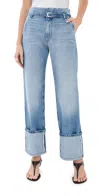 Brandon Maxwell The Alexa Cuffed Jean With Combo Waistband Medium Vintage Wash In Blue