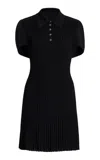 Brandon Maxwell The Alice Pleated Polo Mini Cape Dress In Black