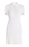 Brandon Maxwell The Alice Pleated Polo Mini Cape Dress In White
