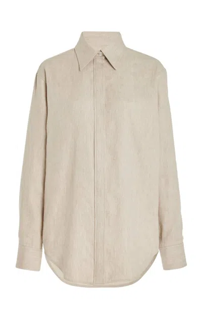 Brandon Maxwell The Allie Women's Boyfriend Button Up Shirt In Sand