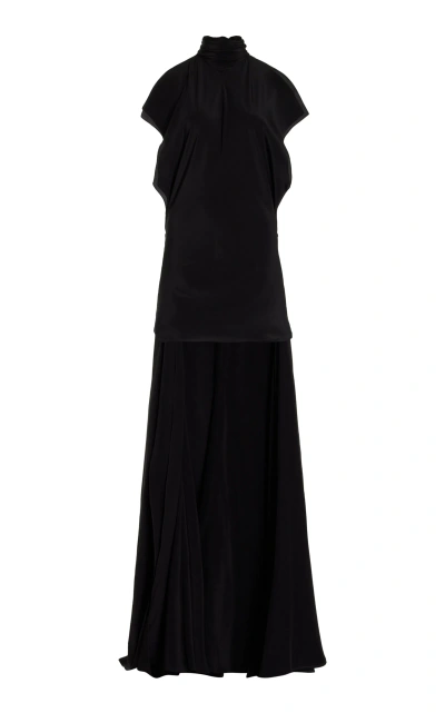 Brandon Maxwell The Alta Silk Mini Dress With Sashes In Black