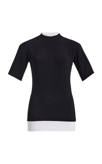Brandon Maxwell The Anica Double-layered Fitted Jersey T-shirt In Black