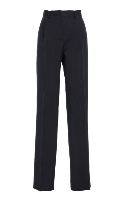 Brandon Maxwell The Anja  Pinstripe Wool-blend Straight-leg Pants In Black