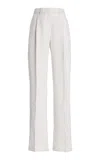 Brandon Maxwell The Anja  Pinstripe Wool-blend Straight-leg Pants In White