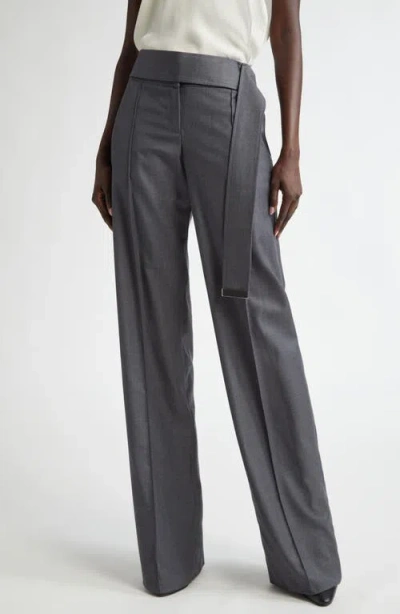 Brandon Maxwell The Ashton Relaxed Fit Belt Detail Pants In Grey