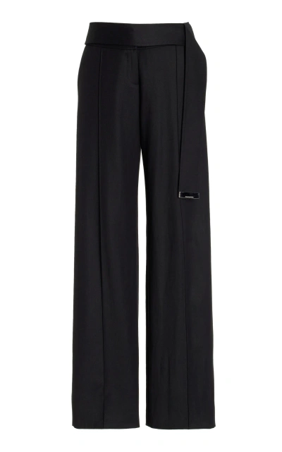 Brandon Maxwell The Ashton Wool Pants With Belt Tip Hardware In Black
