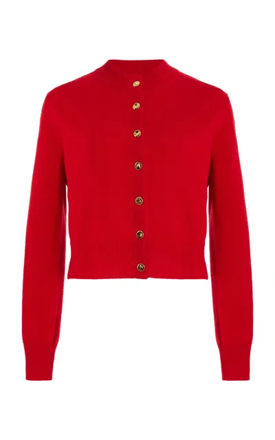 Brandon Maxwell The Aubrey Shrunken Knit Cashmere Cardigan In Red