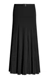 Brandon Maxwell The Avery Belted Pleated Knit Maxi Skirt In Black