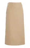 Brandon Maxwell The Avery Cotton Gabardine Midi Skirt In Khaki