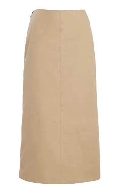 Brandon Maxwell The Avery Cotton Gabardine Midi Skirt In Khaki