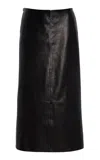 Brandon Maxwell The Avery Leather Midi Skirt In Black