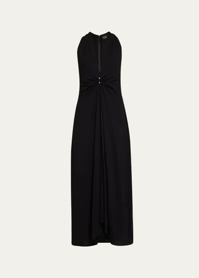 Brandon Maxwell The Banks Deep-v Maxi Dress In Black