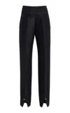 Brandon Maxwell The Beatrix  Cufflink-detailed Wool-silk Straight-leg Pants In Black