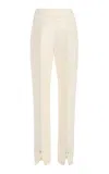 Brandon Maxwell The Beatrix  Cufflink-detailed Wool-silk Straight-leg Pants In White