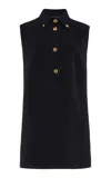 Brandon Maxwell The Belle Wool-silk Crepe Polo Mini Dress In Black