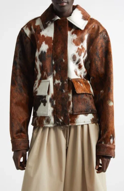 Brandon Maxwell The Blaine Genuine Calf Hair Jacket In Brown