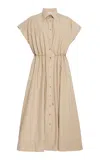Brandon Maxwell The Blake Eyelet Poplin Midi Dress In Neutral