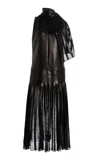 Brandon Maxwell The Blythe Scarf-detailed Leather Midi Dress In Black