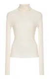 Brandon Maxwell The Bobbi  Sheer Knit Cotton-blend Turtleneck In White