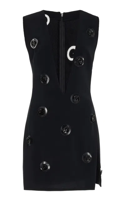 Brandon Maxwell The Bonnie Studded Stretch-crepe Mini Dress In Black