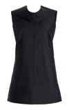 Brandon Maxwell The Bowie Draped Wool-silk Mikado Top In Black