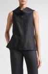 Brandon Maxwell Bowie Sleeveless Draped Top In Black
