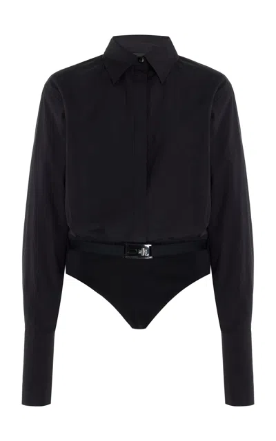 Brandon Maxwell The Bradshaw Cotton Bodysuit In Black