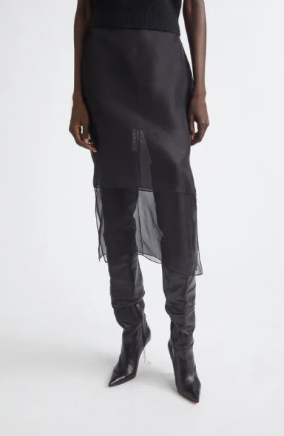 Brandon Maxwell The Brett Tiered Silk Organza Pencil Skirt In Black