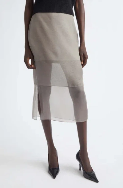 Brandon Maxwell The Brett Tiered Silk Organza Pencil Skirt In Gray