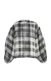 Brandon Maxwell The Briggs Balloon-sleeve Silk Blouse In Plaid