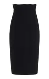 Brandon Maxwell The Cadence Wool-silk Crepe Midi Pencil Skirt In Black
